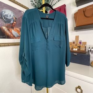 Torrid teal Harper Georgette blouse